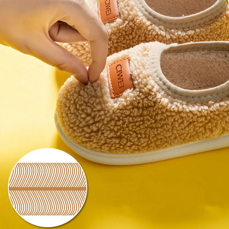 Autumn Winter Children'S Cute Flat Plush Slippers Soft Sole Non-Slip Warm Indoor Home Cotton Shoes Christmas Gifts