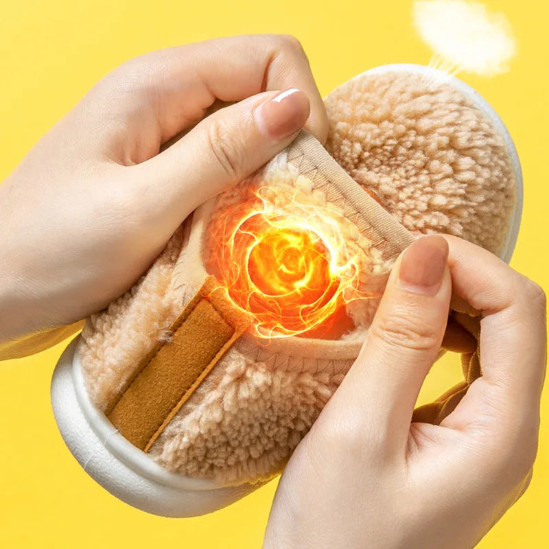 Autumn Winter Children'S Cute Flat Plush Slippers Soft Sole Non-Slip Warm Indoor Home Cotton Shoes Christmas Gifts